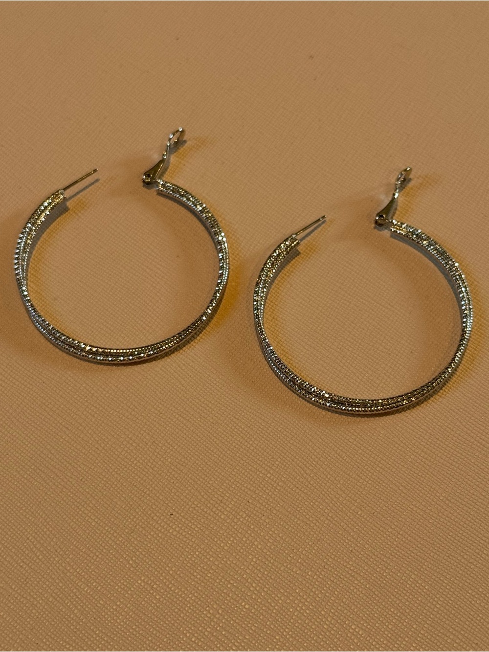 Silver Textured Hoop Earrings